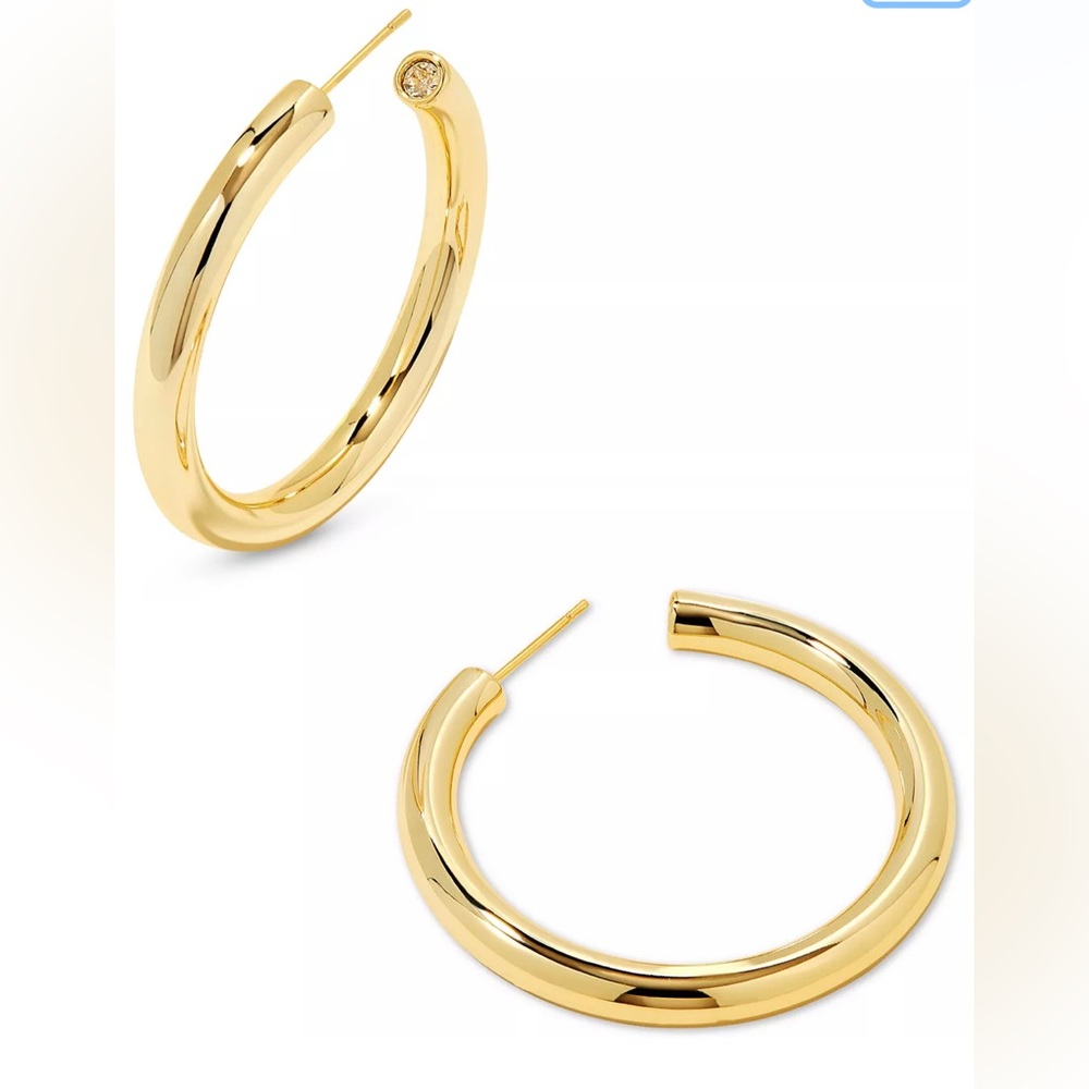 Kendra Scott 14k Gold-Plated Medium Cubic Zirconia Tipped C-Hoop Earrings, 1.57"